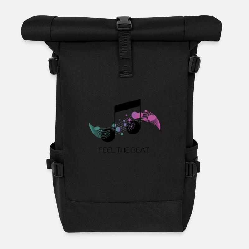 Feel the Beat – Abstrakter Notenschlüssel - Rolltop Rucksack - Schwarz