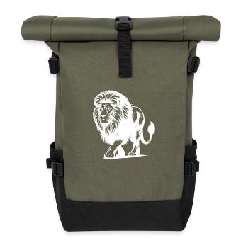 Lion à crinière grand chat africain - Sac à dos roll top - olive/noir - Devant