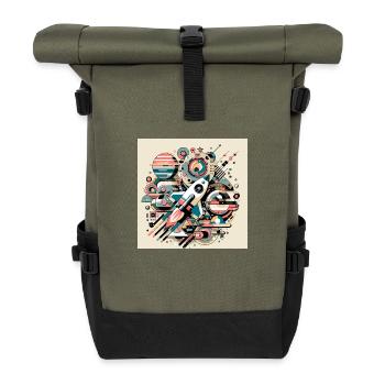 Bunte Weltraumexpedition - Rolltop Rucksack - Olive/Schwarz - Vorne