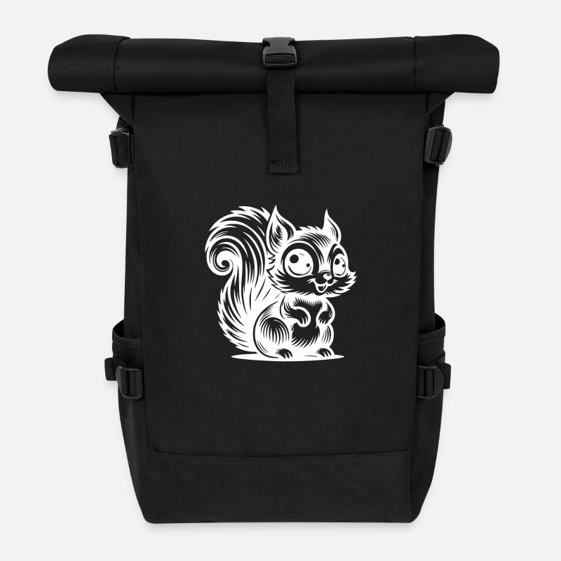 Lachendes Baby Eichhörnchen Kinder Zeichnung - Rolltop Rucksack - Schwarz