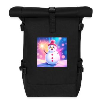 cute snowman - Roll Top Backpack - black - Front