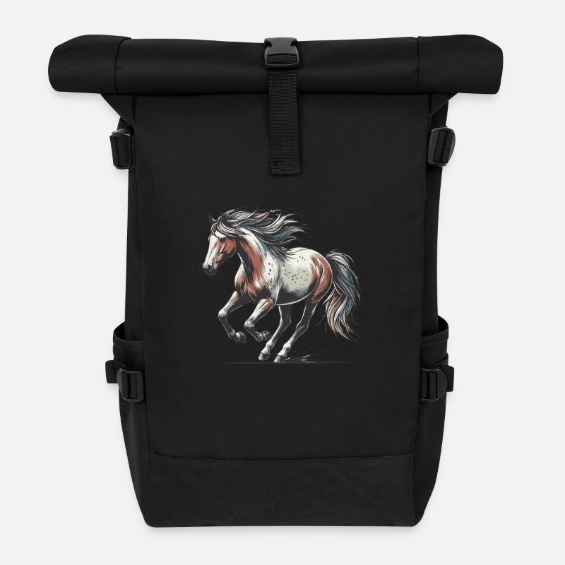 Pferd - Rolltop Rucksack - Schwarz
