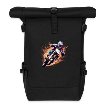 Motocross Racing Fast Speed Wettbewerb Zusammenfassung - Rolltop Rucksack - Schwarz - Vorne