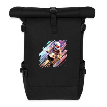 Motocross Racing Fast Speed Competition Abstract - Roll Top Backpack - black - Front
