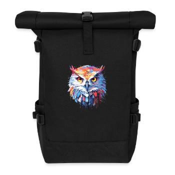 Owl Bird Animal Nature Freedom Wildlife Abstract - Roll Top Backpack - black - Front