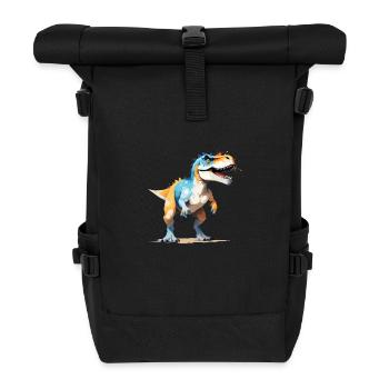 Dinosaur Vector Art with Vibrant Illustration - Roll Top Backpack - black - Front