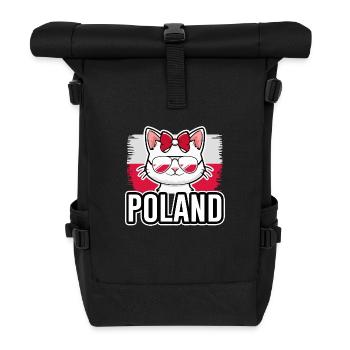 Polen Katze Fußball Katzenliebhaber - Rolltop Rucksack - Schwarz - Vorne