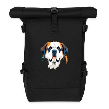 Saint Bernard Vector Art Vibrant Illustration - Roll Top Backpack - black - Front