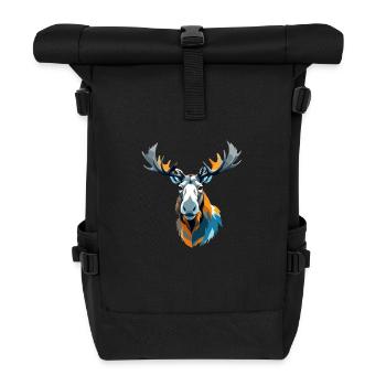 Moose Vector Art with Vibrant Colour Illustration - Roll Top Backpack - black - Front