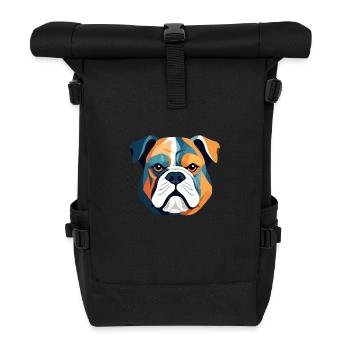 Englische Bulldogge Vektorkunst mit lebendigen Farben - Rolltop Rucksack - Schwarz - Vorne