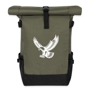 Menacing eagle approaching tattoo style - Roll Top Backpack - olive/black - Front