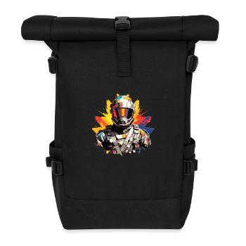 Mann Mit Helm Videospiel Charakter Futuristisch - Rolltop Rucksack - Schwarz - Vorne