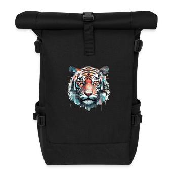 Tiger Animal Freedom World Wildlife Abstract - Roll Top Backpack - black - Front