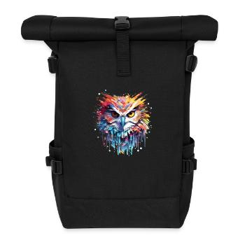 Owl Bird Animal Nature Freedom Wildlife Abstract - Roll Top Backpack - black - Front