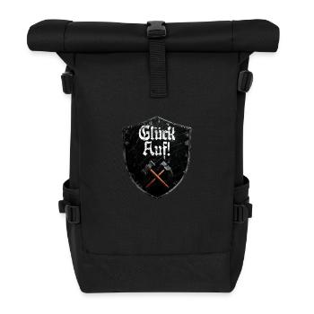 Good luck on logo mining miner mallet and iron - Roll Top Backpack - black - Front