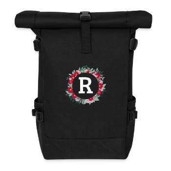 Buchstabe r Blumenkrone - Rolltop Rucksack - Schwarz - Vorne