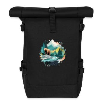 Bear Wildlife Animal Nature Outdoors Watercolour - Roll Top Backpack - black - Front