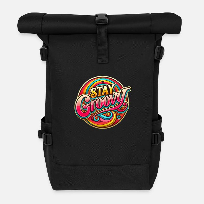 70s Groove - Rolltop Rucksack - Schwarz