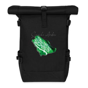 Saudi-Arabien Flagge in Saudi-Arabien Landkarte EN - Rolltop Rucksack - Schwarz - Vorne