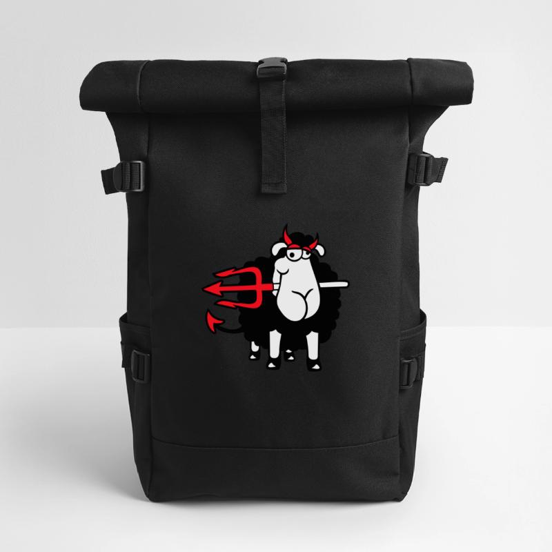 Sheep Devil Satan Hell Evil Trident Horns Cool Roll Top Backpack