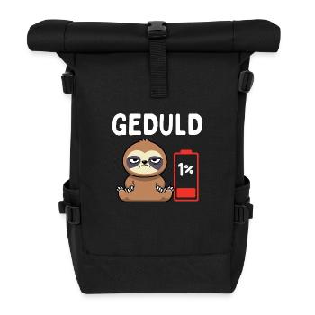 Geduld 1% Faultier Bürohumor - Rolltop Rucksack - Schwarz - Vorne