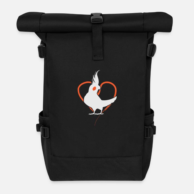 Cockatiel heart - Roll Top Backpack - black