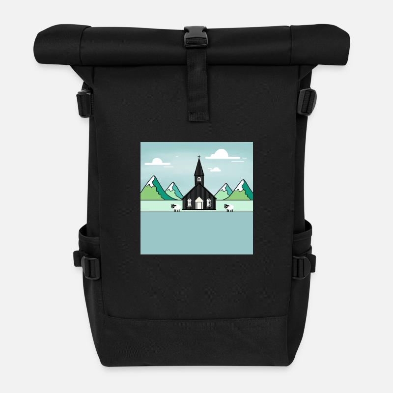 Buðakirkja - Rolltop Rucksack - Schwarz