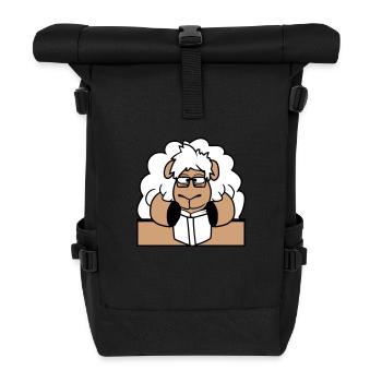 Schaf Nerd Geek Buch Lesen Streber Hornbrille Pult - Rolltop Rucksack - Schwarz - Vorne