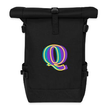 Multicolored letter q - Roll Top Backpack - black - Front
