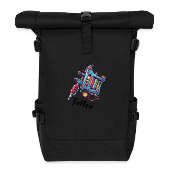 tattoo machine - Roll Top Backpack - black - Front