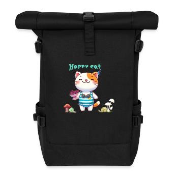Cute cat - Roll Top Backpack - black - Front