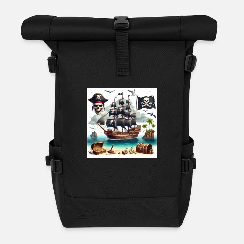 Pirat - Rolltop Rucksack - Schwarz