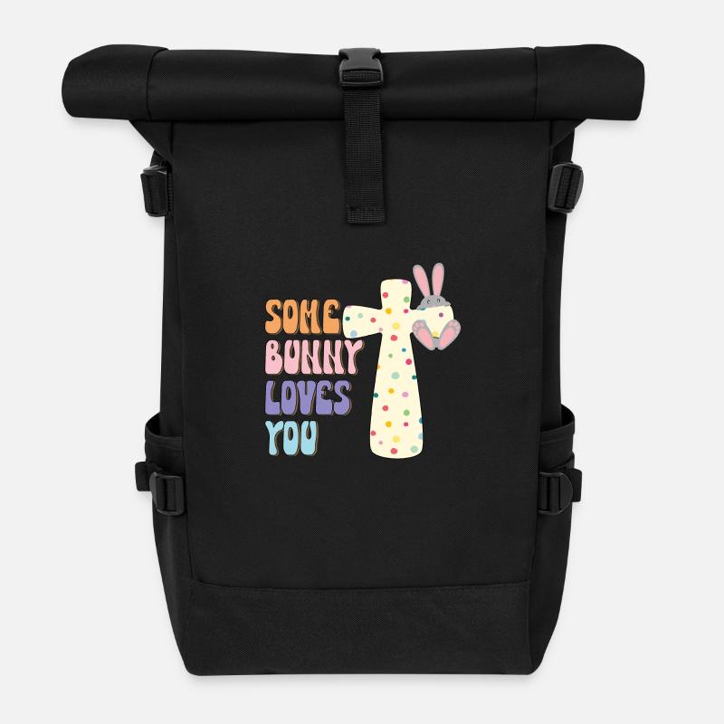 Un lapin t’aime en croix - Sac à dos roll top - noir