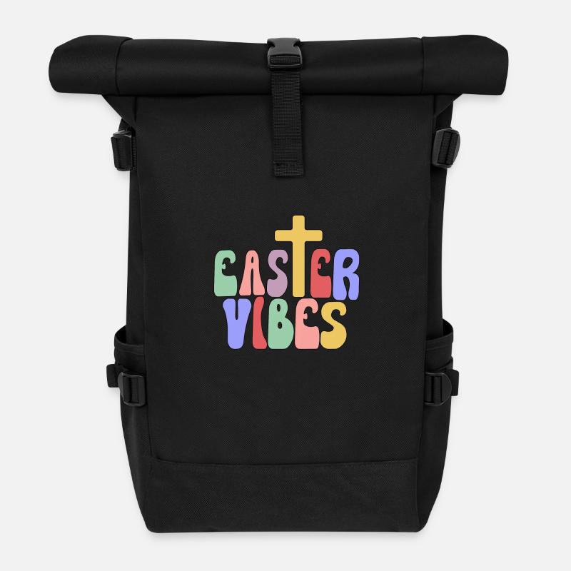 Oster-Vibes-Kreuz - Rolltop Rucksack - Schwarz