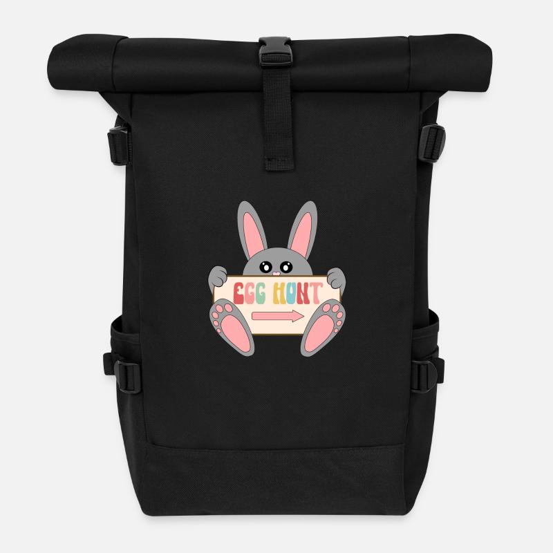Eiersuche - Rolltop Rucksack - Schwarz