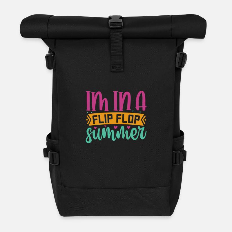 Im In A Flip Flop Sommer - Rolltop Rucksack - Schwarz