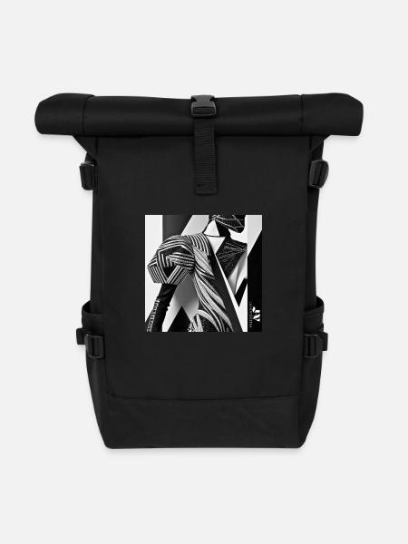 Modern Monochrome - Rolltop Rucksack - Schwarz