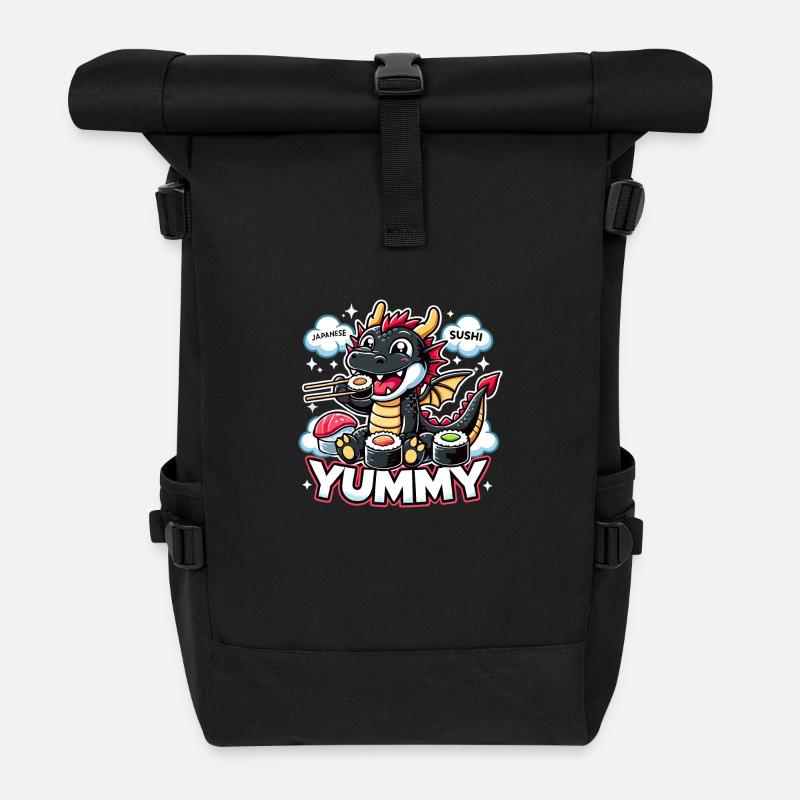 Drache Maki Sushi Yummy Kawaii Geschenk - Rolltop Rucksack - Schwarz
