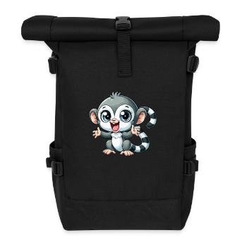 Ring-tailed lemur - Roll Top Backpack - black - Front