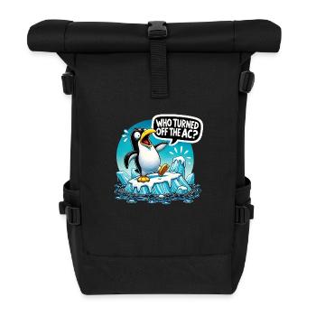 Funny Penguin Global Warming - Roll Top Backpack - black - Front
