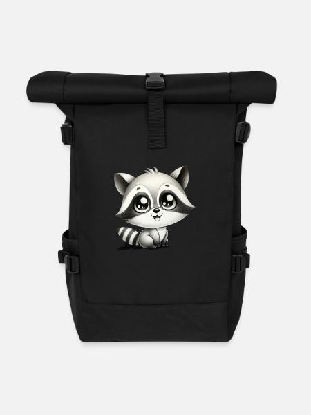 waschbär - Rolltop Rucksack - Schwarz