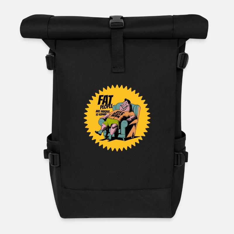 Dicker Mann ist schwieriger zu entführen - Rolltop Rucksack - Schwarz