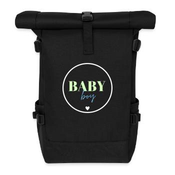 baby boy - colourful and simple with heart - Roll Top Backpack - black - Front