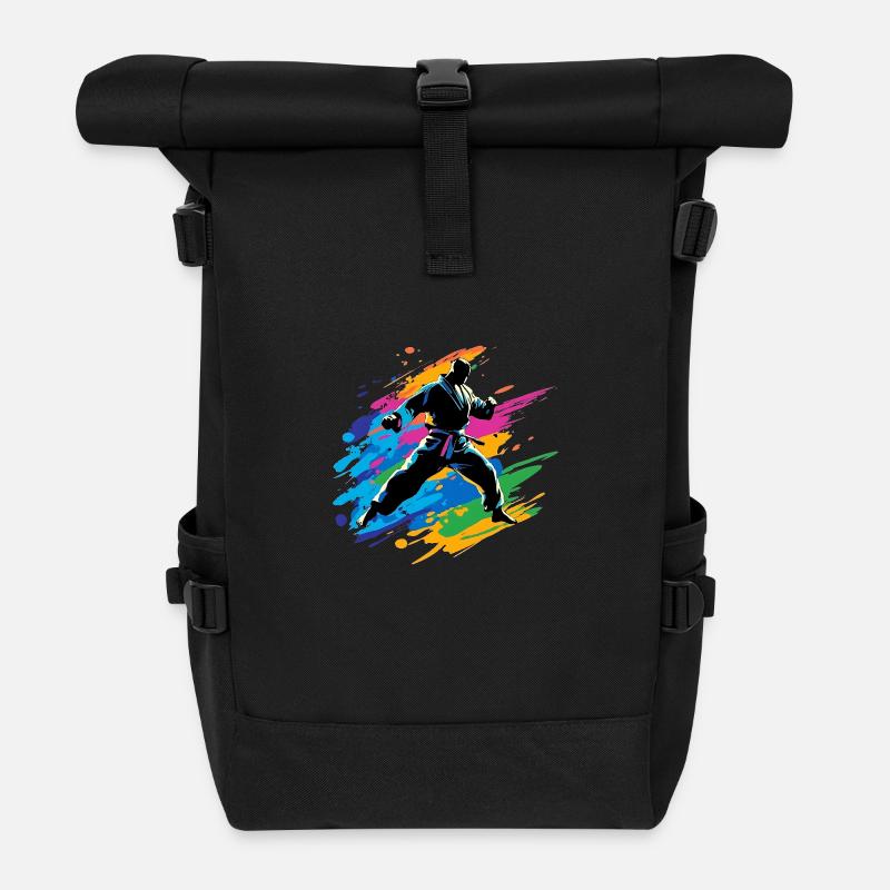 Judo, Karaté, Taekwondo coloré - Sac à dos roll top - noir