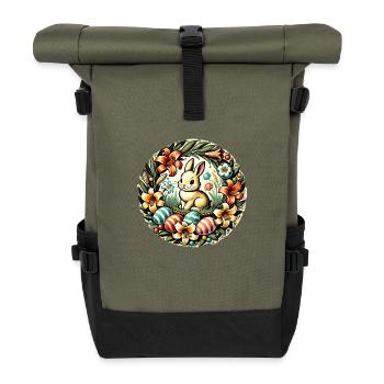 Easter Bunny Rabbit - Roll Top Backpack - olive/black - Front