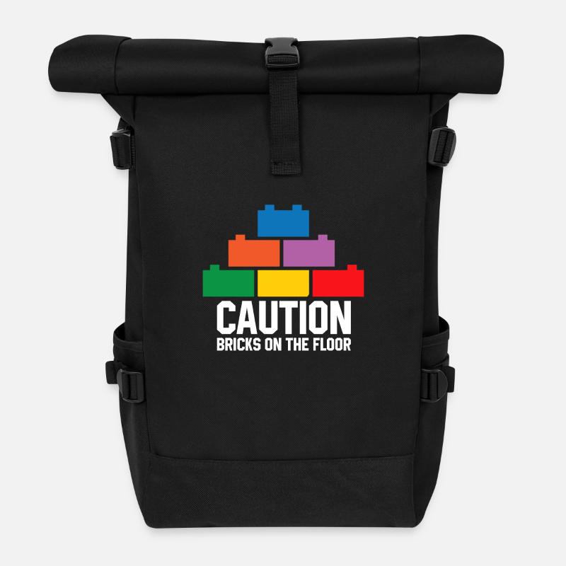 Brick Builder Spielzeug Blöcke Klemmblöcke Steine Steine - Rolltop Rucksack - Schwarz