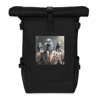Doves in suits - Roll Top Backpack - black - Front
