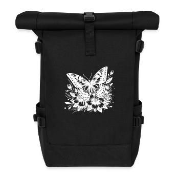 Imaginative butterfly flowers and insect - Roll Top Backpack - black - Front