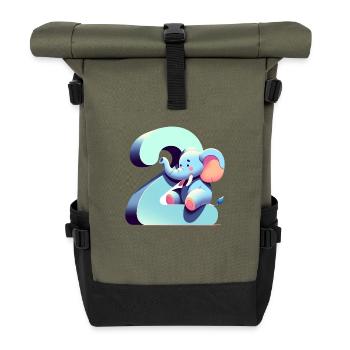 Kreative Kinderzahlen Kollektion - Rolltop Rucksack - Olive/Schwarz - Vorne