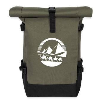 Caravane du désert avec des pyramides en arrière-plan - Sac à dos roll top - olive/noir - Devant